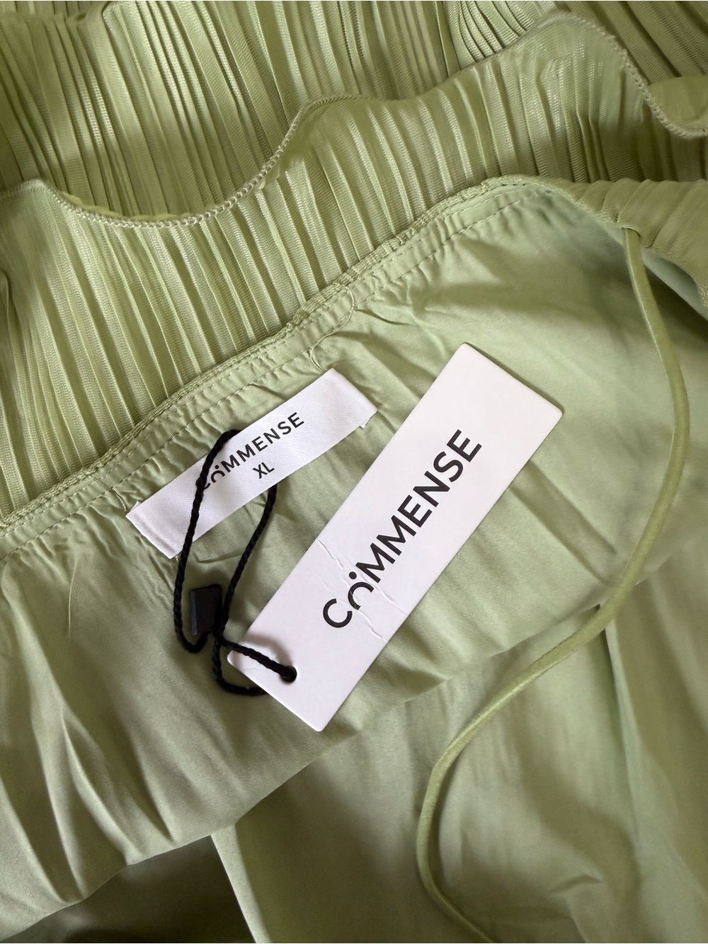 Commense Pistachio Green Pleated Ruffle Cami Midi Skirt Set XL NWT - Picture 8 of 11